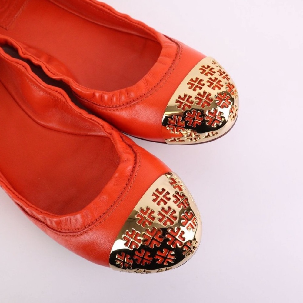 Tory Burch Orange Gold Flats - Picture 10 of 10